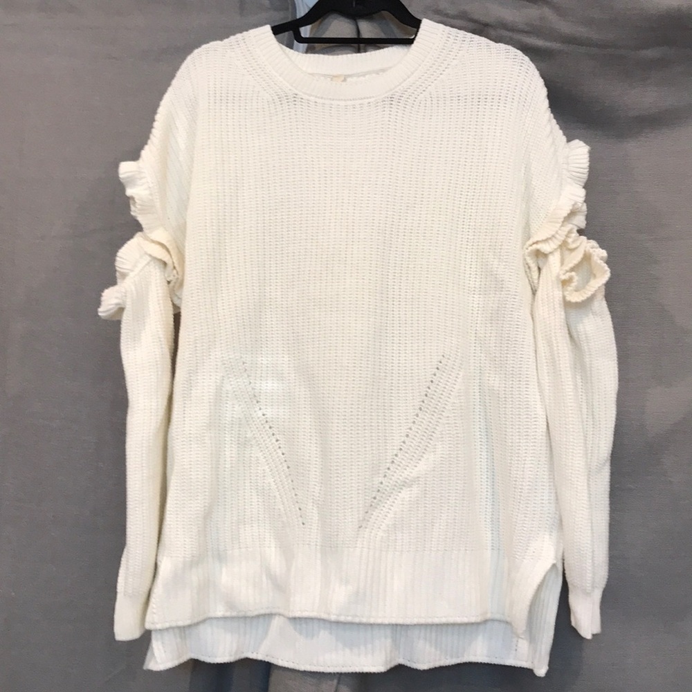 Sweater with ruffle arm detail